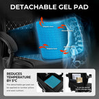 Dowinx Gaming Chair Breathable Fabric Computer Chair With Pocket Spring Cushion, Comfortable Office Chair With Gel Pad And Storage Bag,Massage Game Chair With Footrest,Black