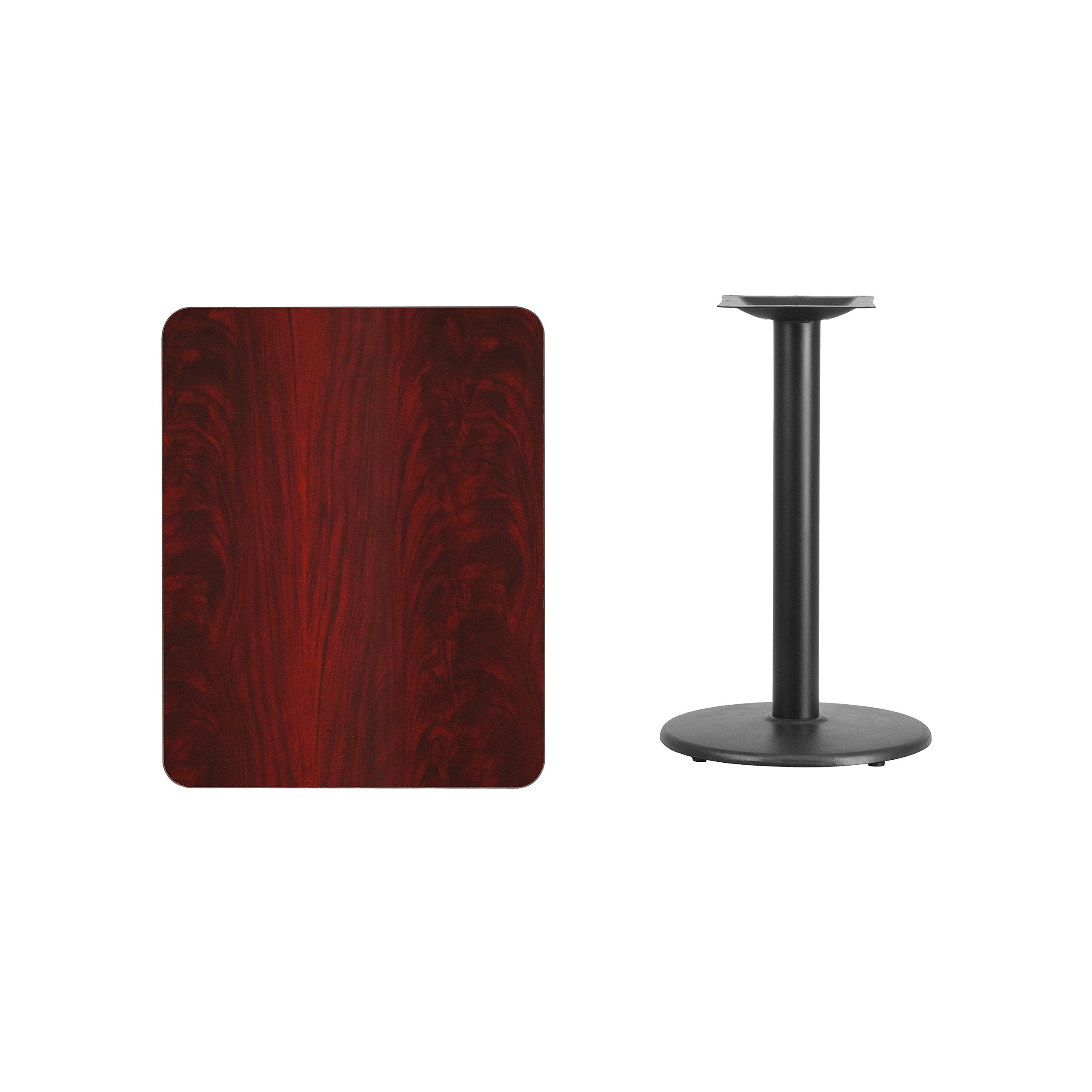 Flash Furniture 24'' X 30'' Rectangular Mahogany Laminate Table Top With 18'' Round Table Height Base