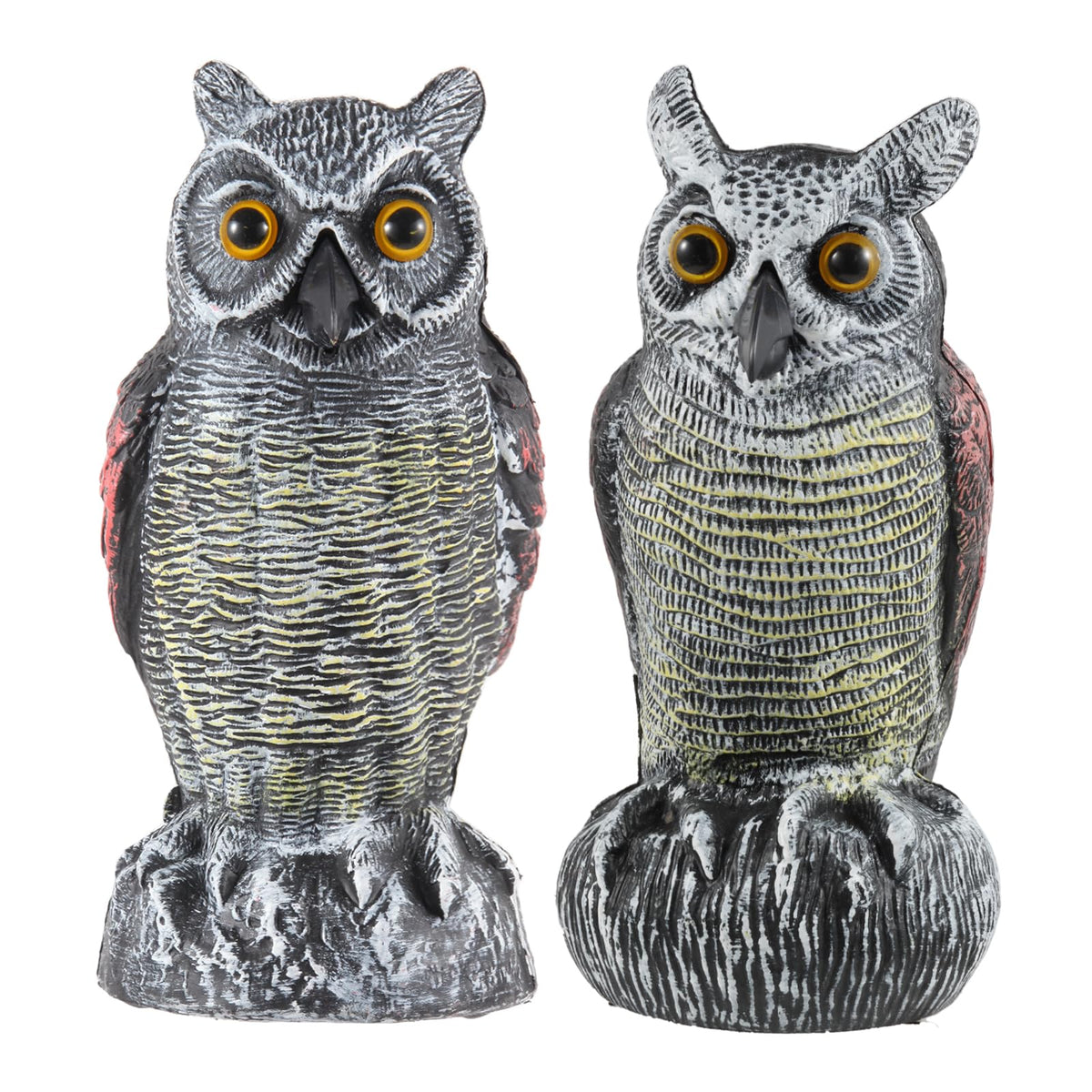 Hedoc 2 Pack Fake Owl Decoys To Scare Birds Away From Gardens And Rooftop, Long-Eared Owl Bird Deterrents, Nature Scarecrow Plas