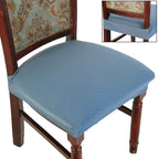 Buyue Luxury Dining Room Chair Covers Set Of 4, Easy Installation Stretchy Jacquard Armless Kitchen Chair Seat Protectors, Rear Covered- Sky Blue- 4