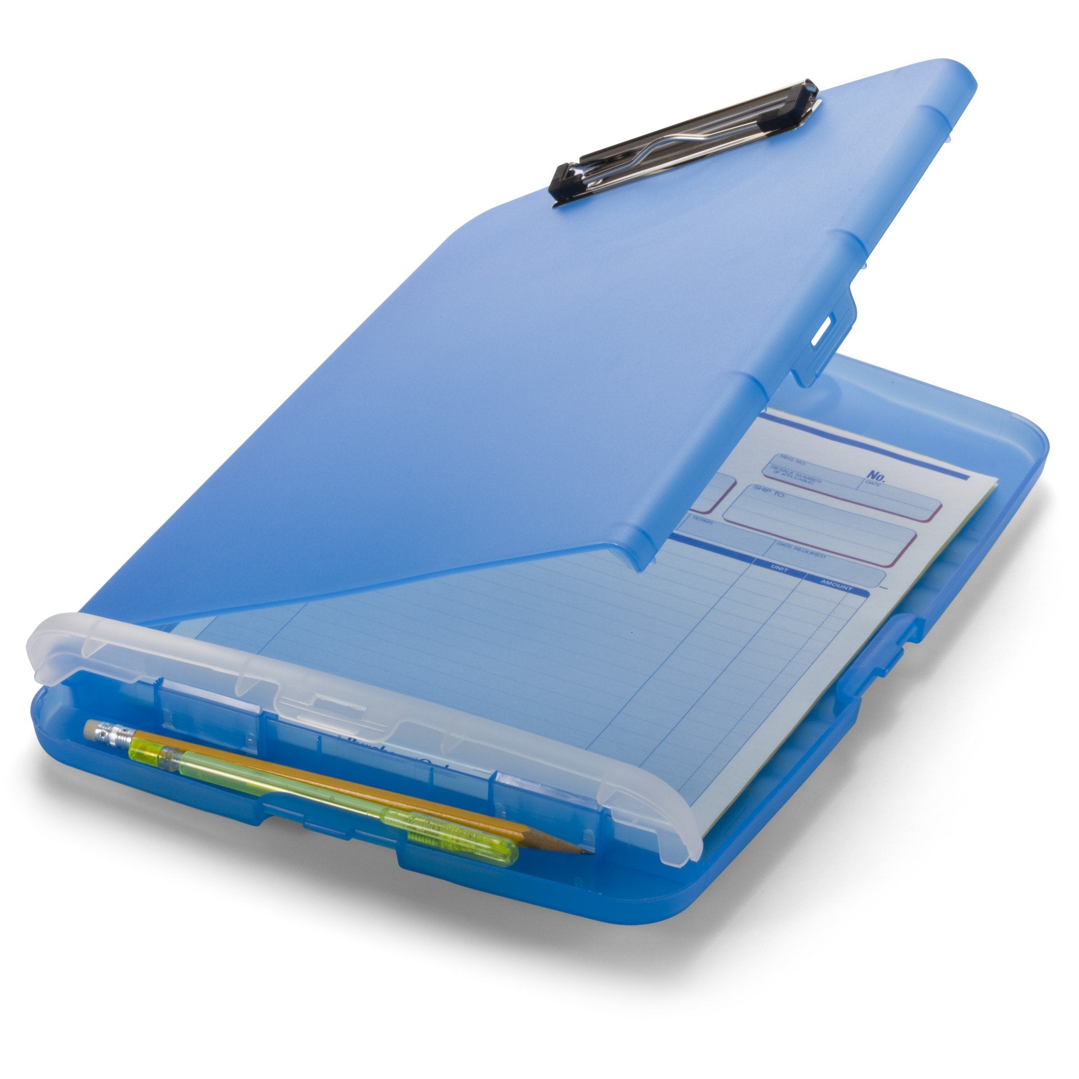 Officemate Slim Clipboard Storage Box, Translucent Blue (83304)