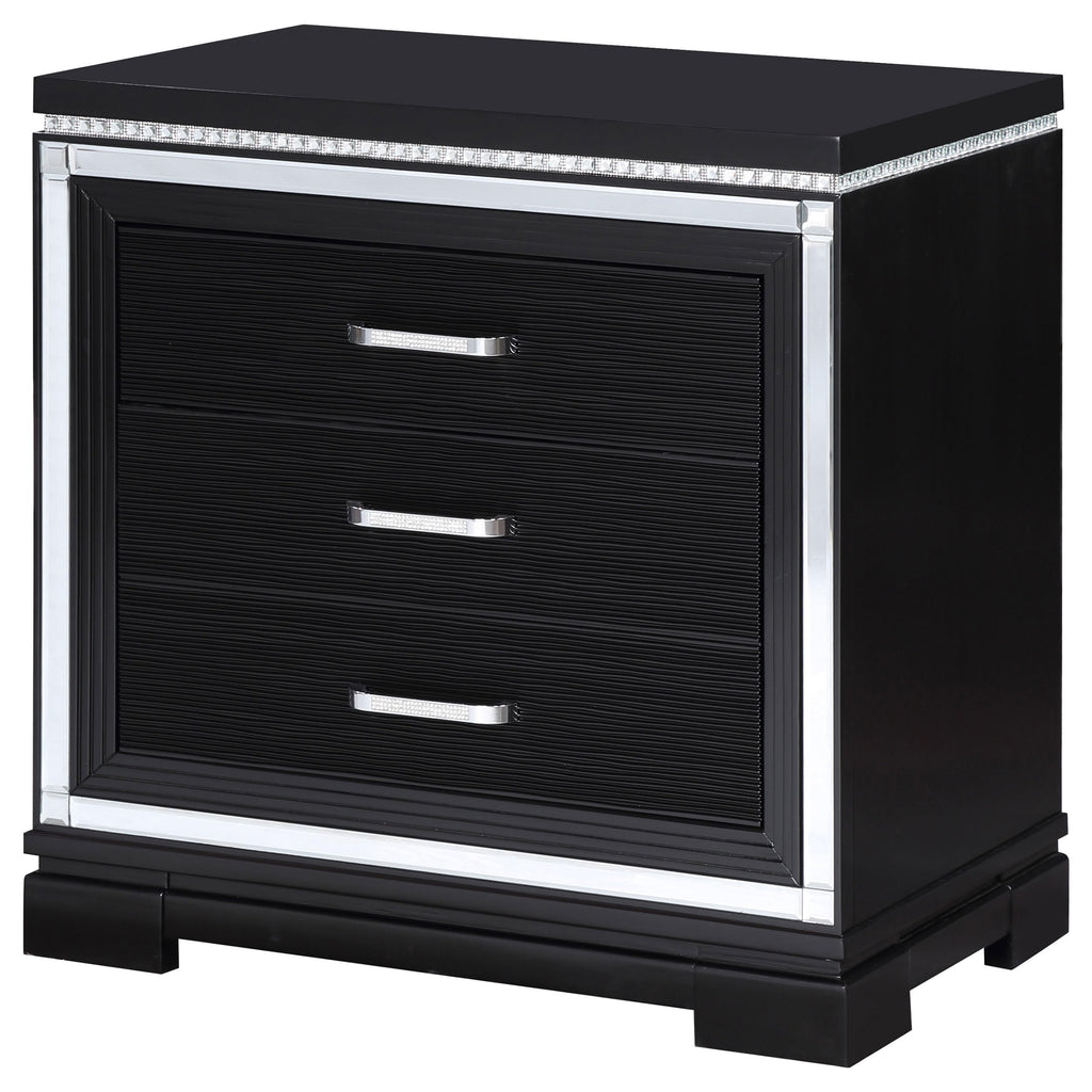Coaster Home Furnishings Cappola Modern Classic Wood 3-Drawer Bedroom Nightstand Bedside Table Organizer Unit with USB Charging Outlet Black 223362