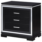 Coaster Home Furnishings Cappola Modern Classic Wood 3-Drawer Bedroom Nightstand Bedside Table Organizer Unit with USB Charging Outlet Black 223362