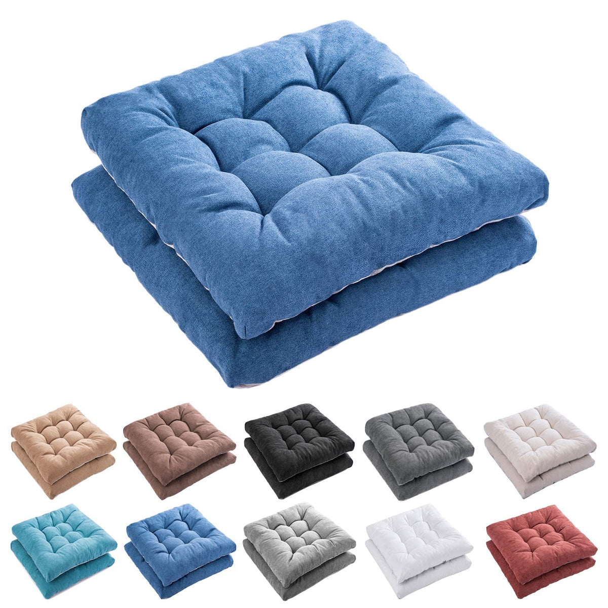 Fabricastle Outdoor Indoor Chair Cushions Set Of 2 - Patio Furniture Cushion 19X19 Inch, Non-Skid Overfilled Seat Cushions For W