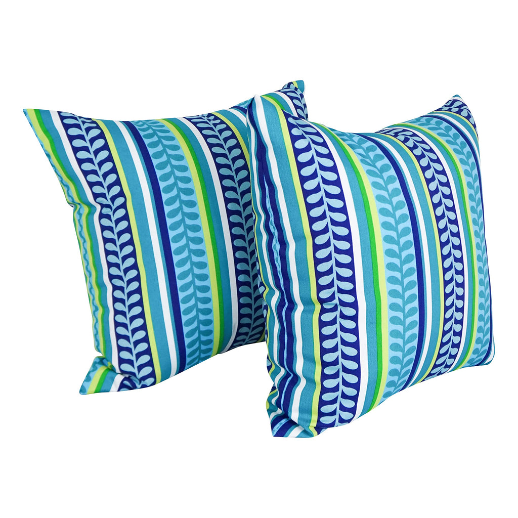Blazing Needles Square Indoor/Outdoor Throw Pillow, 25", Pike Azure 2 Count