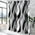 Black and Grey Shower Curtain for Bathroom Black and White Shower Curtain Fabric Modern Abstract Striped Minimalist Bath Curtain