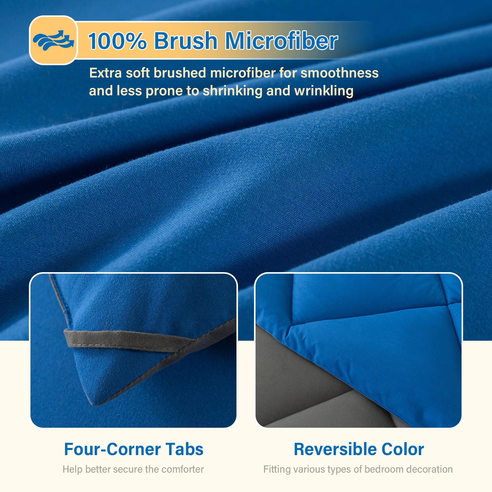 Cosybay Bed In A Bag Queen Comforter Sets 7Pcs All Season Solid Down Alternative Bedding Sets Blue And Grey With Comforter, Pill