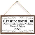TOMATO FANQIE Warning Sign- Please Do Not Flush Paper Towels, Sanitary Products, Tissues & Wipes Vintage Style Sign/Plaque 5 X 1