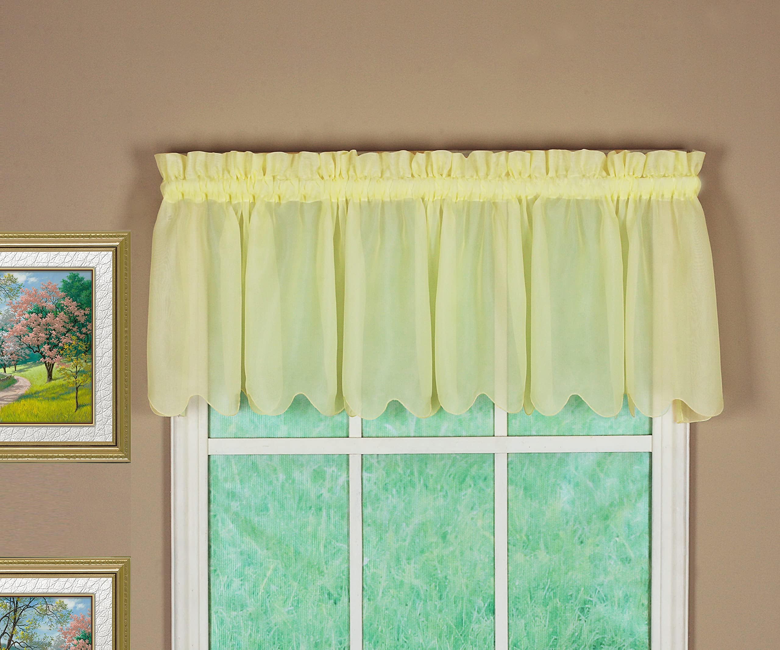 Today'S Curtain Emelia Original Voile Valance 14', Yellow, 60' W X 14' L