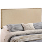 Modway Region Linen Fabric Upholstered Queen Headboard in Cafe with Nailhead Trim