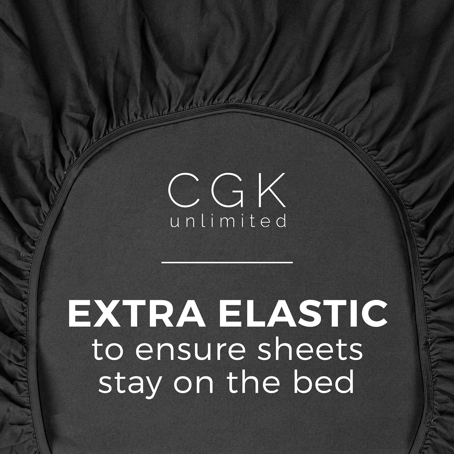King Fitted Bed Sheet - Hotel Luxury & Cooling Single Fitted Sheet Only - Easily Fits Mattress Up To 16 Inches Perfectly - Soft, Wrinkle Free, Breathable & Comfy Black Single Fitted Bed Sheet