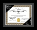 Creative Picture Frames 7x9 Classic Black Diploma Frame with Black Mat Glass Easel and Installed Wall Hangers | Frame Holds 8x10