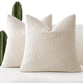 Foindtower Set of 2, Decorative Textured Boucle Throw Pillow Covers Accent Solid Pillow Cases Neutral Cozy Couch Cushion Case fo