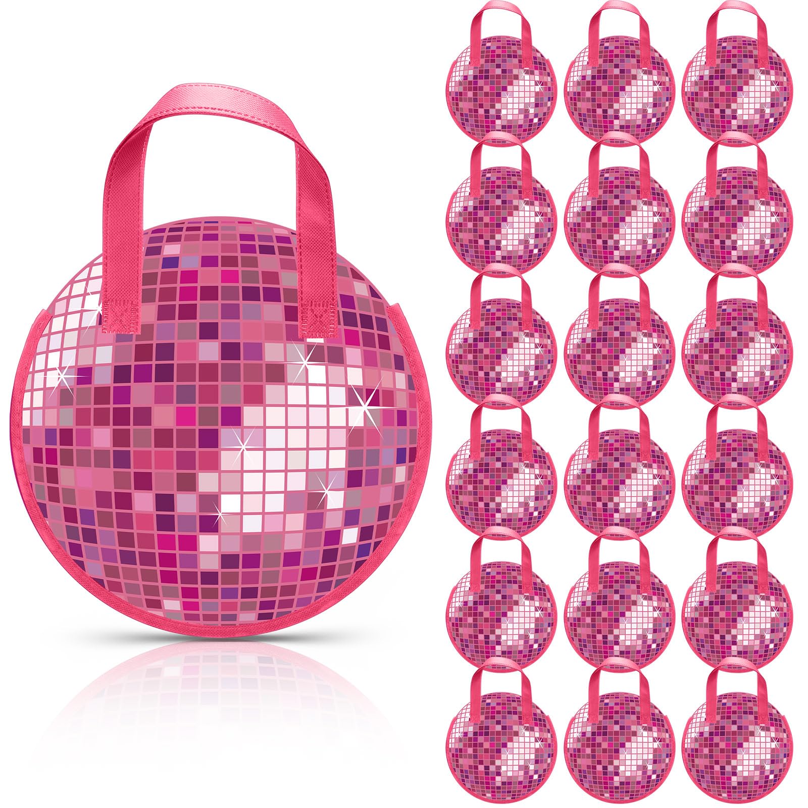 Aliceset 18 Pcs Disco Party Gift Bags Disco Ball Non Woven Goodie Bags Tote 70s 80s Supplies for Women Dancing Bachelorette Birt