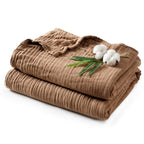 PHF Cooling Muslin King Blanket for Hot Sleepers, 60% Rayon Derived from Bamboo, 40% Cotton for Summer, 4-Layer Breathable Gauze