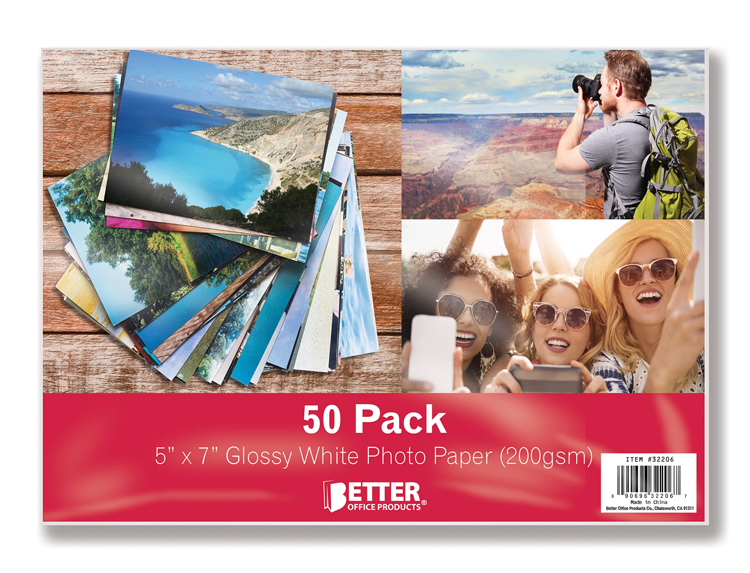 Better Office Products Glossy Photo Paper, 5 X 7 Inch, 50 Sheets, 200 Gsm, 5 X 7, 50-Count Pack
