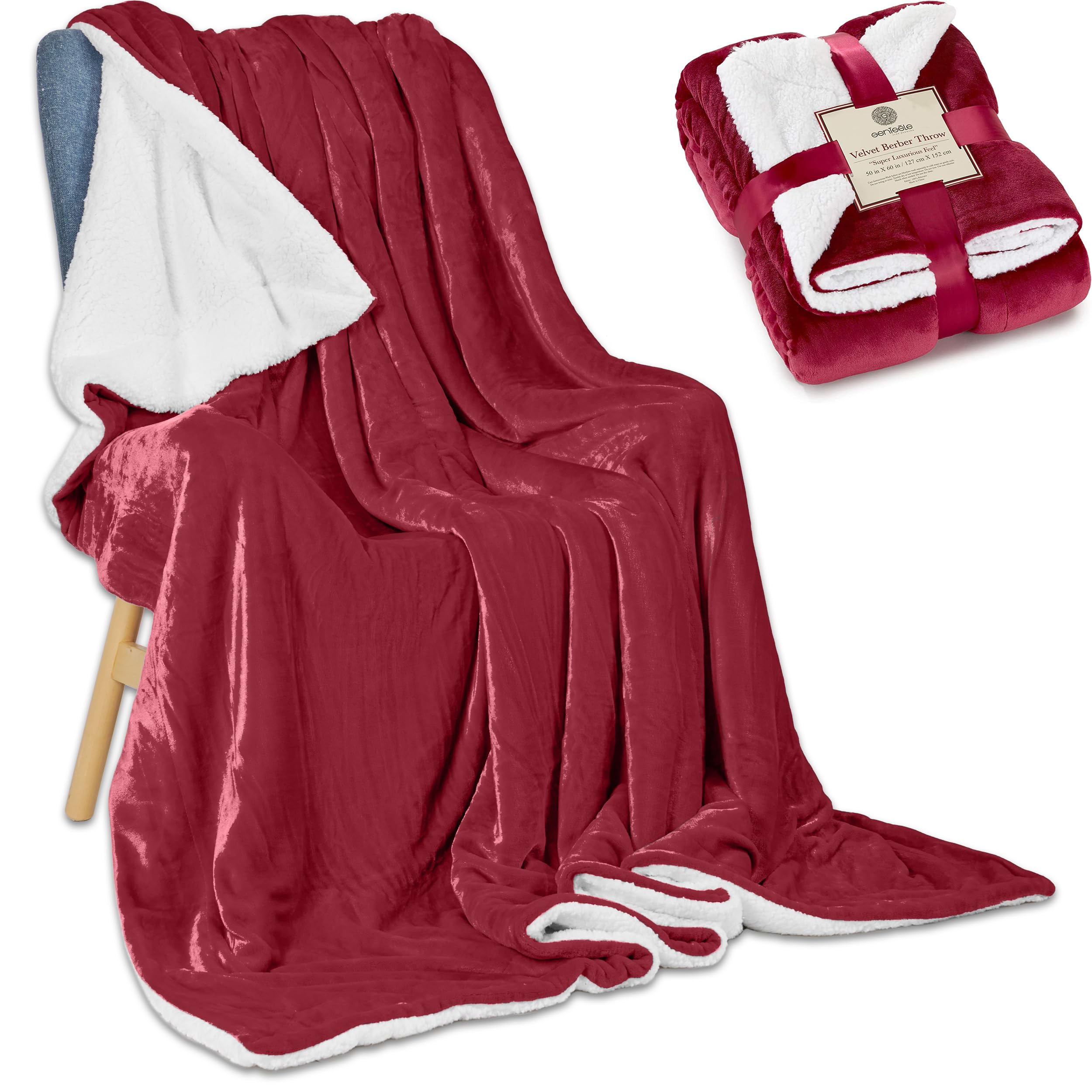 Genteele Sherpa Blanket - 50 X 60 Inch Fuzzy, Super Soft Throw Blankets For Couch, Bed & Sofa - Cozy, Plush Reversible Fleece Bl