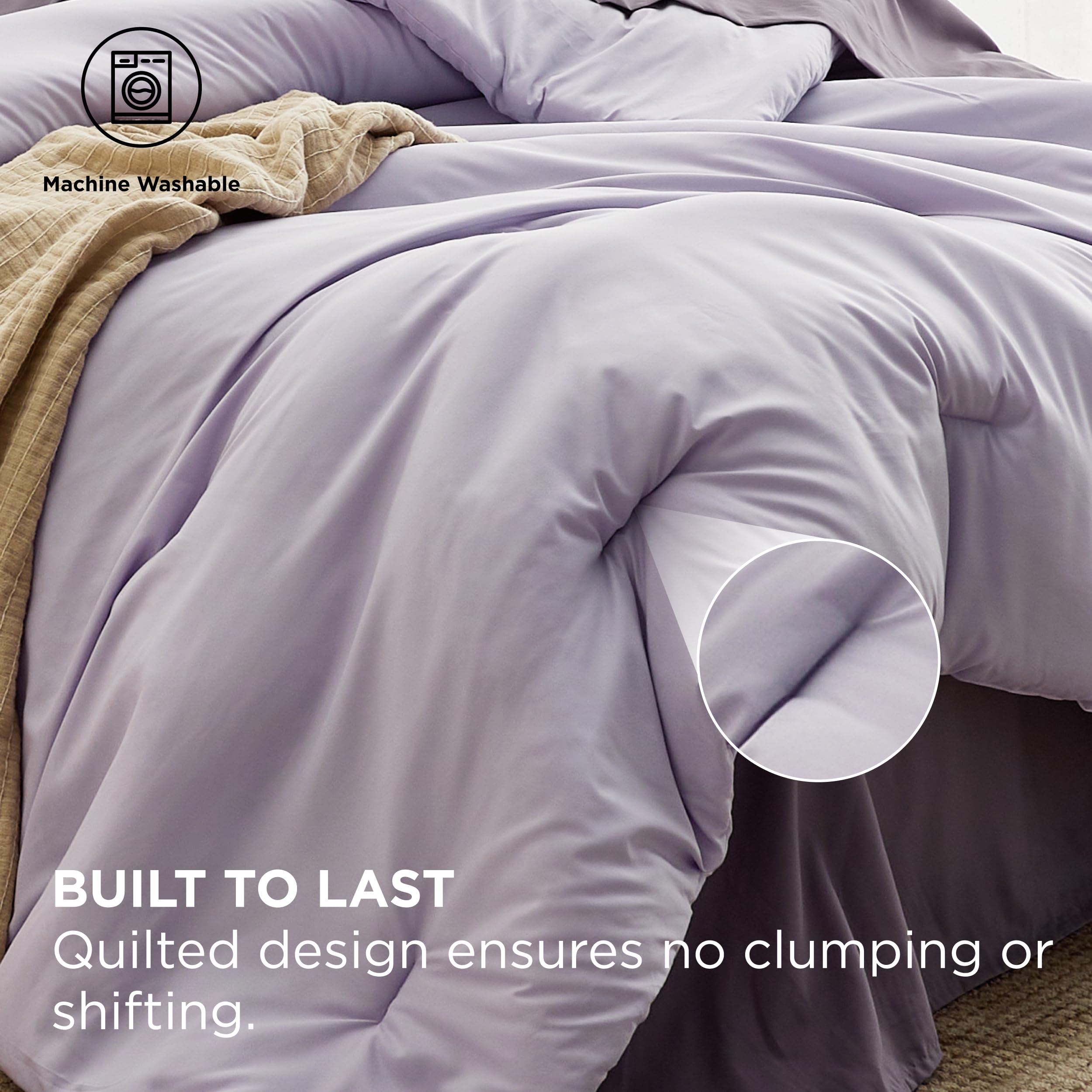 Bedsure Full Size Comforter Set - 7 Pieces Lavender Full Bedding Set For All Seasons, Boho Contrasting Design Bed In A Bag With Comforter, Sheets, Pillowcases & Shams