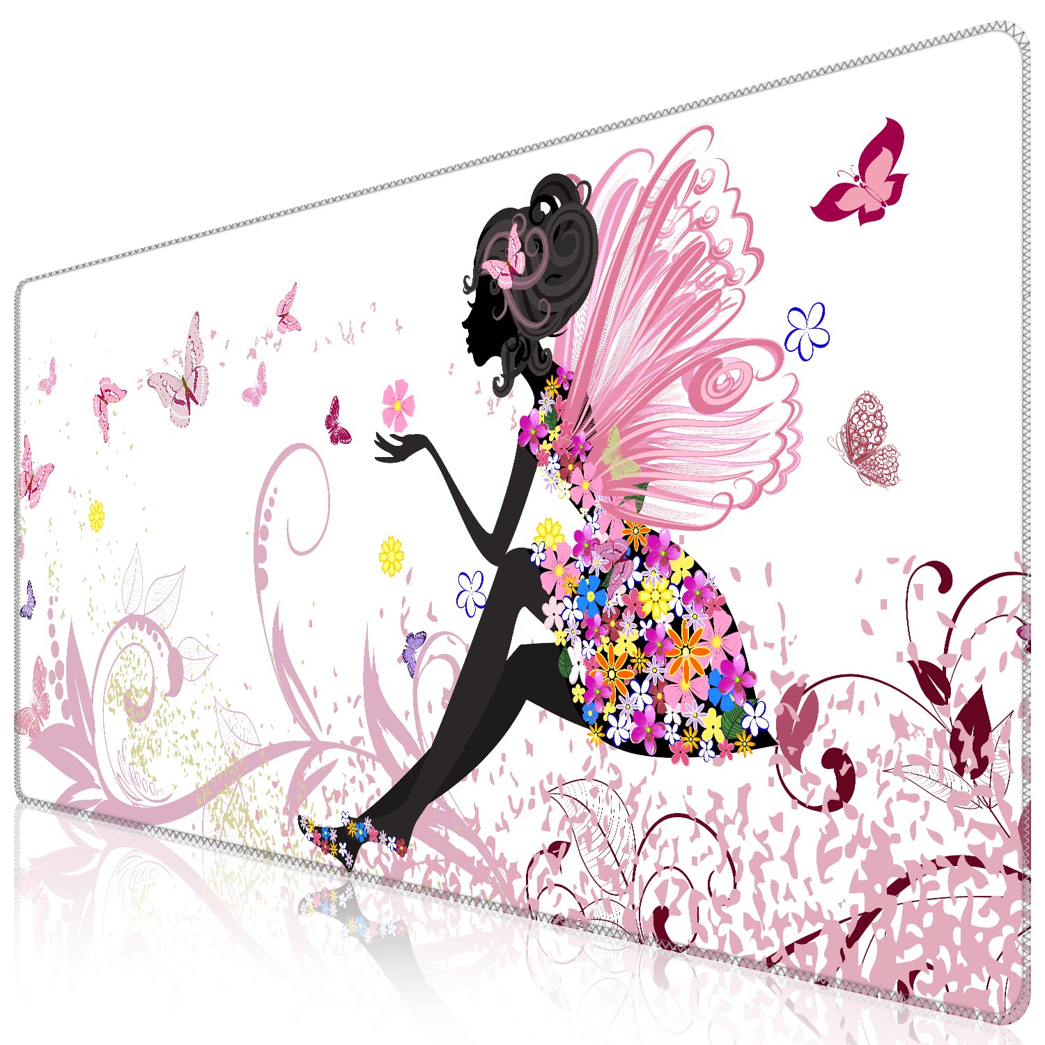 Icasso Extended Gaming Mouse Pad (35.4X15.7 In), Large 3Mm Non-Slip Rubber Base Mousepad With Stitched Edges, Waterproof Keyboar