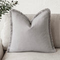 Foindtower Decorative Linen Fringe Throw Pillow Covers Boho Farmhouse Cushion Cover With Tassels Soft Accent Pillowcase For Chai