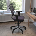 Flash Furniture Nicholas Mid-Back Dark Gray Mesh Multifunction Executive Swivel Ergonomic Office Chair With Adjustable Arms And Transparent Roller Wheels