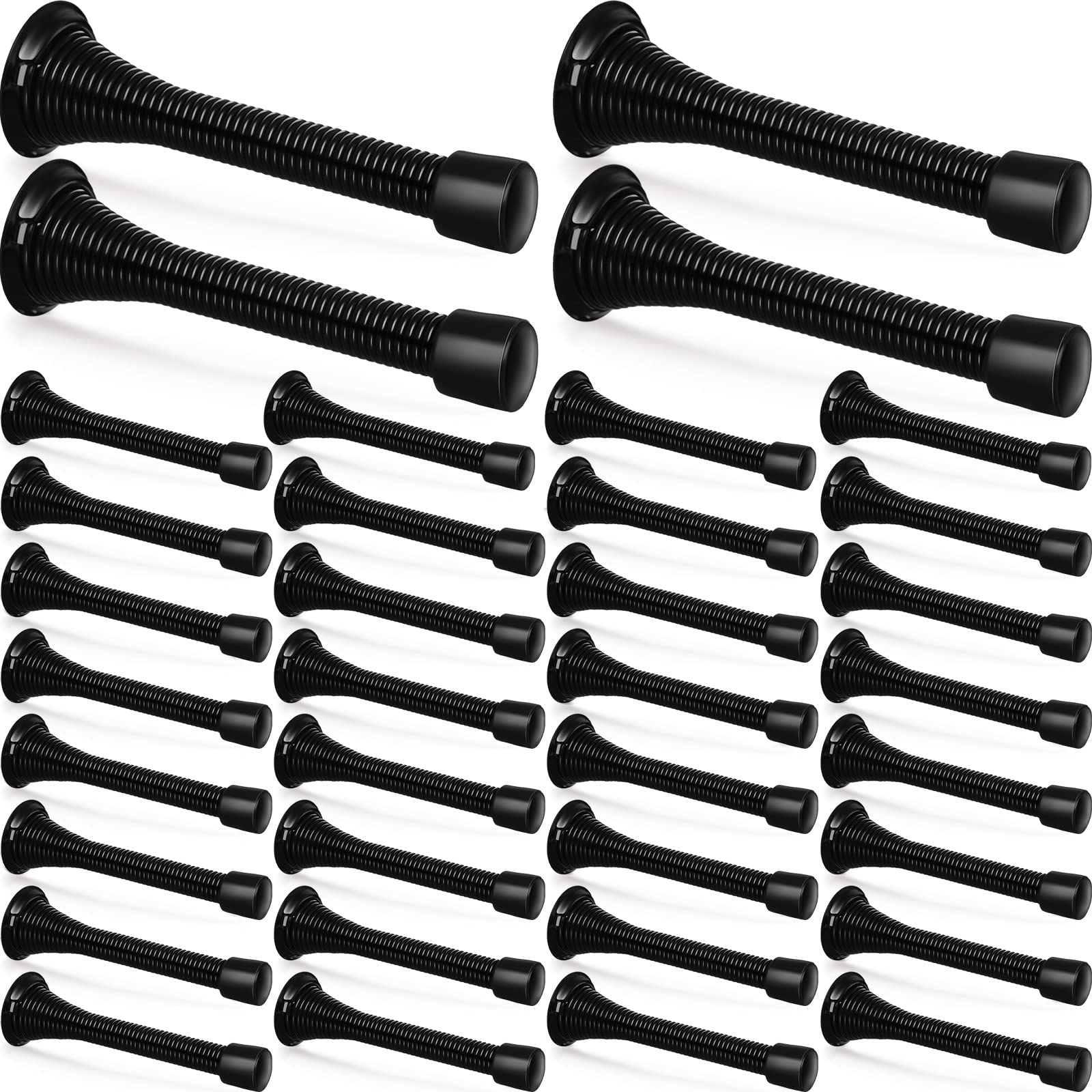 Chumia 36 Pieces Spring Door Stopper With Rubber Bumper Flexible Spring Heavy Duty Wall Door Stop For Home Offices Schools(Matte