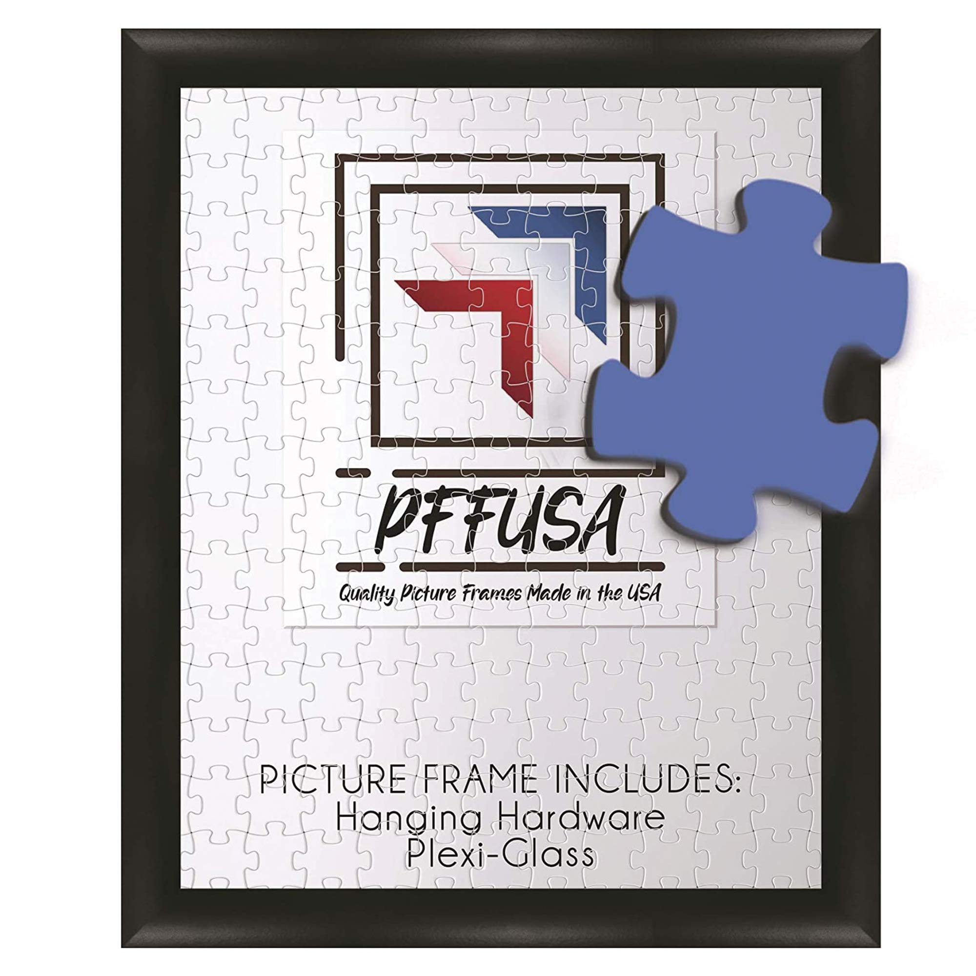 PictureFrameFactoryOutlet | 18x24 Puzzle Frame | Picture Frame | Poster Frame | 1.25 Inch Black MDF Frame | Plexi Glass and Hang