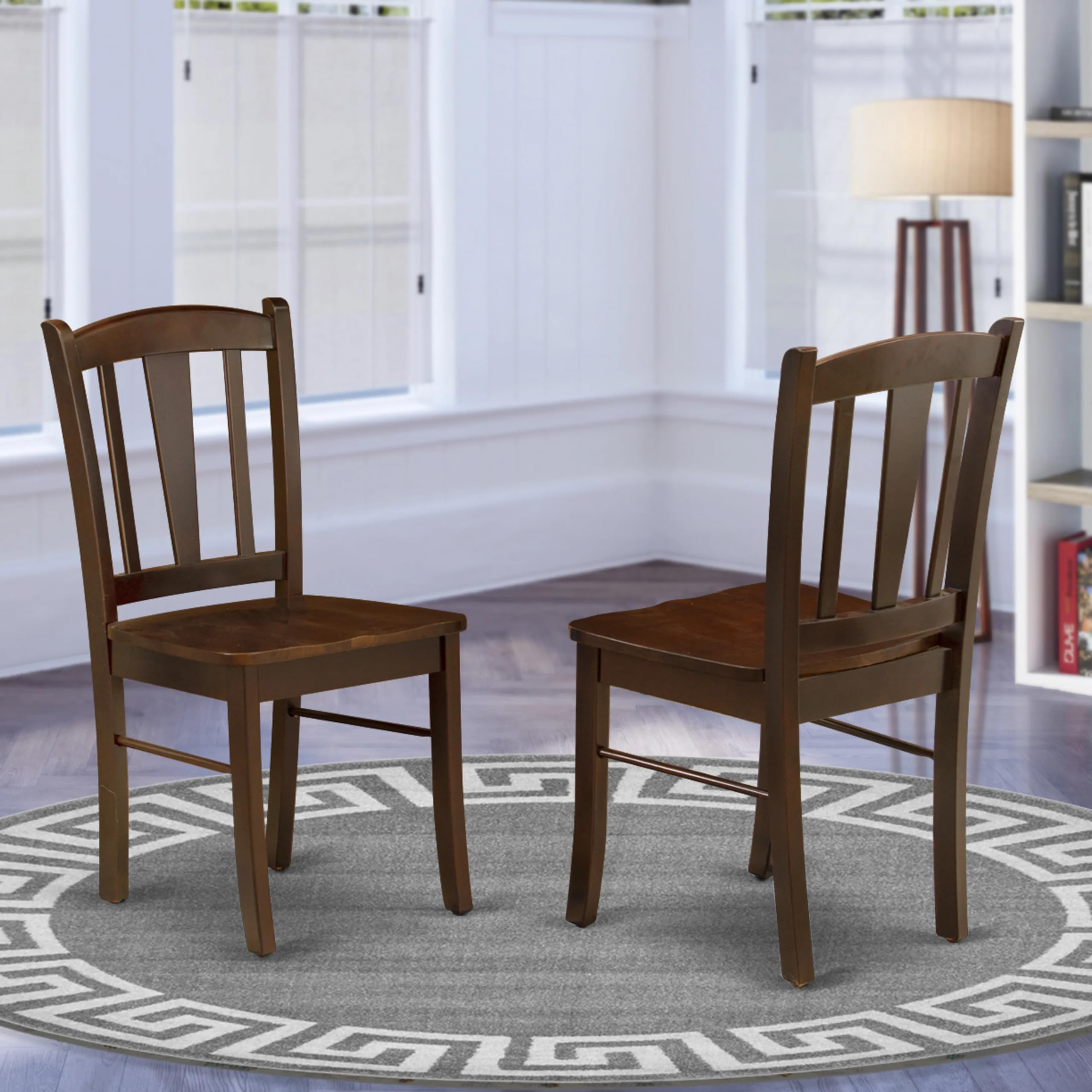 East West Furniture Dlc-Mah-W Dublin Dining Chairs - Slat Back Solid Wood Seat Chairs, Set Of 2, Mahogany