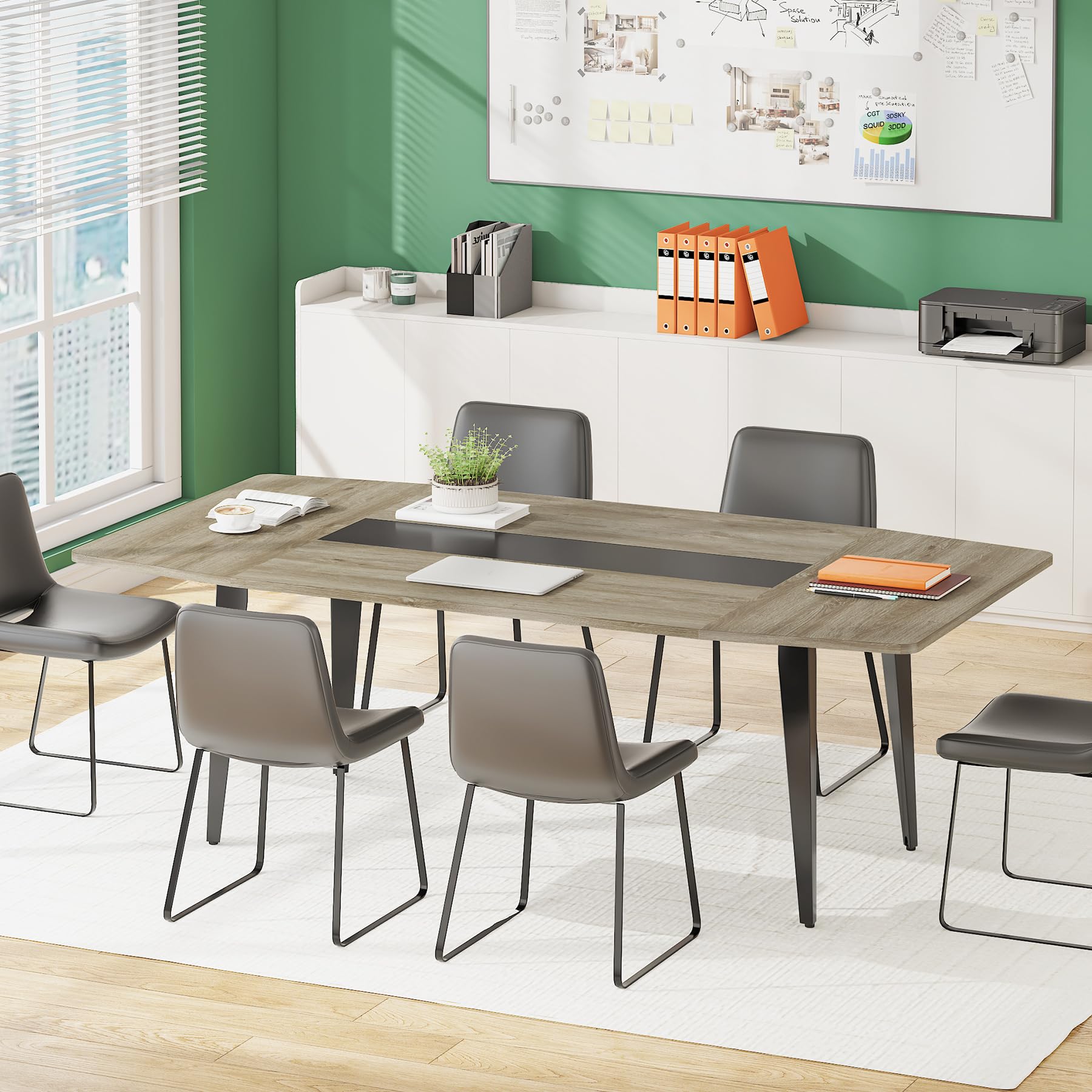 Tribesigns 6FT Conference Table, 70.86L x 35.43W x 29.52H Inches Boat Shaped Meeting Table, Modern Seminar Table for Office Meet