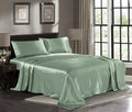 Satin Sheets Full [4-Piece, Champagne Green] Hotel Luxury Silky Bed Sheets - Extra Soft 1800 Microfiber Sheet Set, Wrinkle, Fade