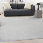 Nourison Essentials Indoor/Outdoor Silver Grey 9' X Square Area -Rug, Easy -Cleaning, Non Shedding, Bed Room, Living Room, Dining Room, Backyard, Deck, Patio (9 Square)