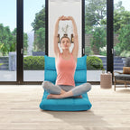 Costway Peacock Blue Folding Gaming Chair, Adjustable 14-Position Floor Sofa With Back Support, Alloy Steel Frame, Lazy Sofa Lounge For Playing, Reading, Meditating, Recliner For Adults, Kids