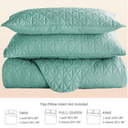 Exclusivo Mezcla Quilts King Size Bedding Set With Stitched Grid Pattern, Lightweight Summer Green Bedspreads Coverlets Bed Cove