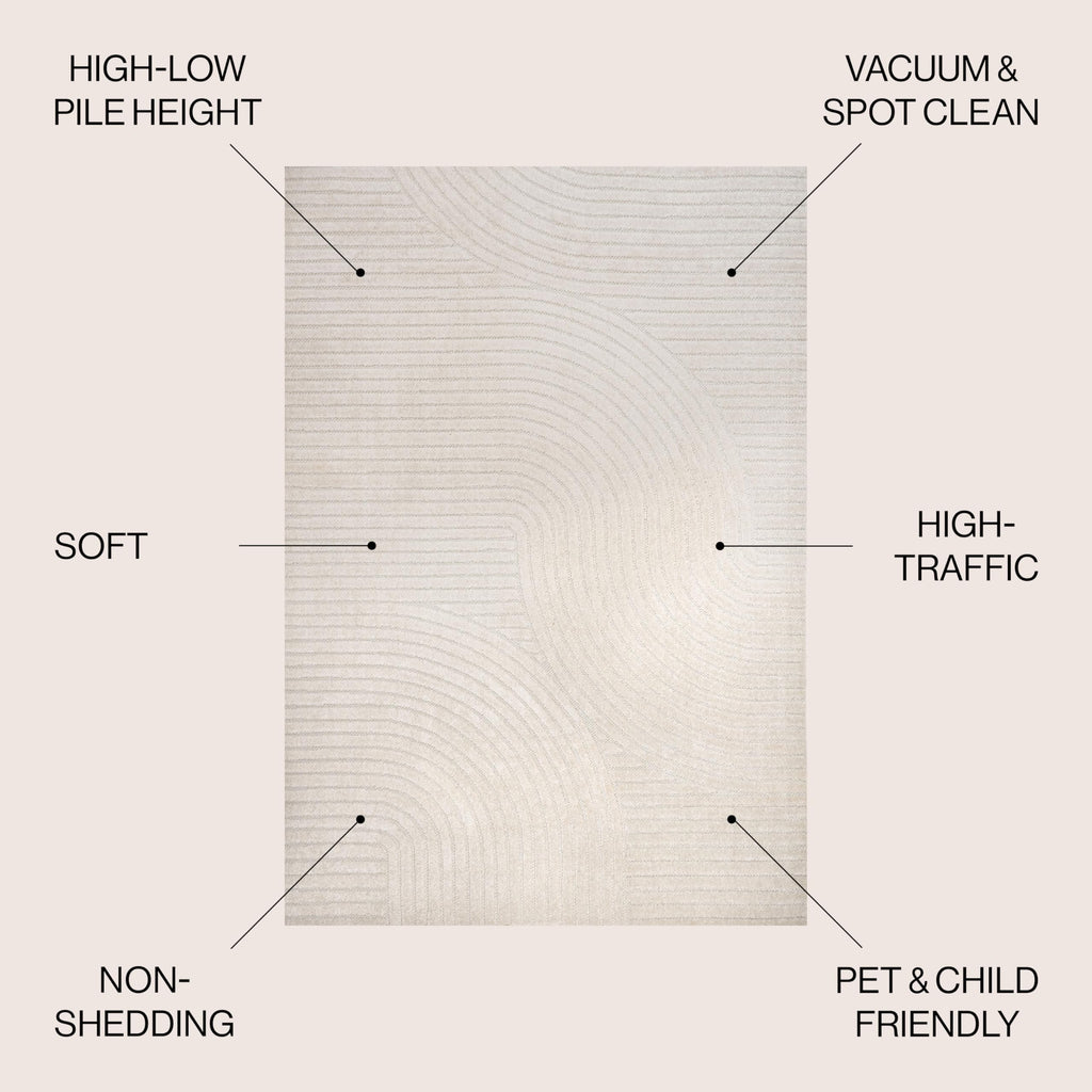 Jonathan Y Scn100B-4 Skagen High-Low Minimalist Curve Geometric Indoor/Outdoor Area Rug, Modern, Contemporary, Geometric, Bohemi