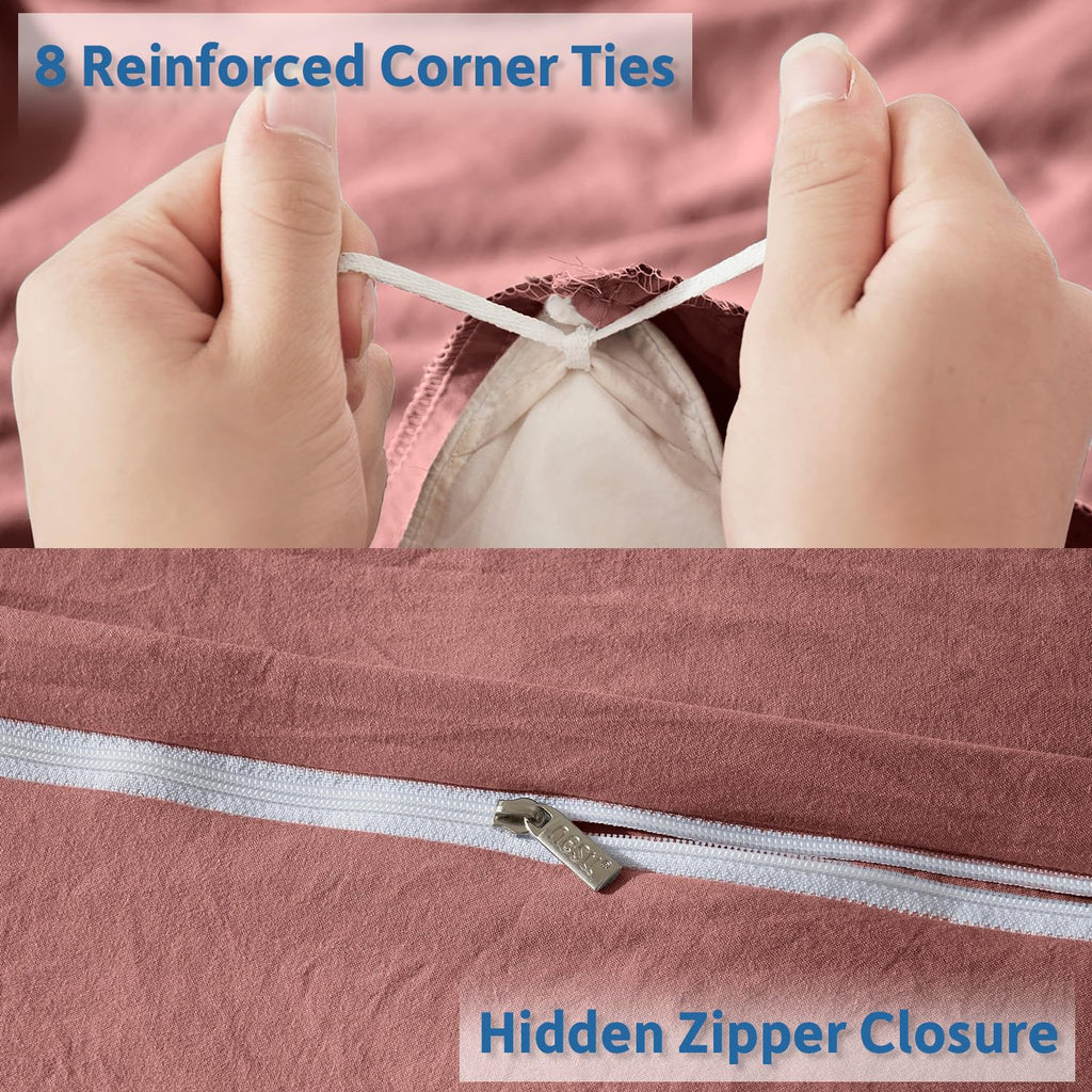 Nestl Twin Duvet Cover Set - Soft Prewashed Pink Clay Duvet Cover Twin/Twin Xl, 2 Piece, With Zipper Closure, 1 Duvet Cover 68X90 Inches And 1 Pillow Sham - No Comforter