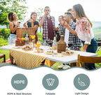 Zeny 6Ft Folding Table, Portable Picnic Table, Plastic Table For Indoor Outdoor Picnic, Party, Camping, Heavy Duty Fold-Up Table With Handle, White
