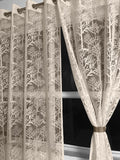 Fabrilia Sheer Net Semi Transparent Grommet Decorative Curtains for Long Door 9 Feet Set of 2, Cream