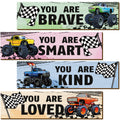 Geetery 4 Pcs Truck Bedroom for Son Wall Decor Construction Trucks Room Decor Inspirational Racing Car Wooden Hanging Sign Motiv
