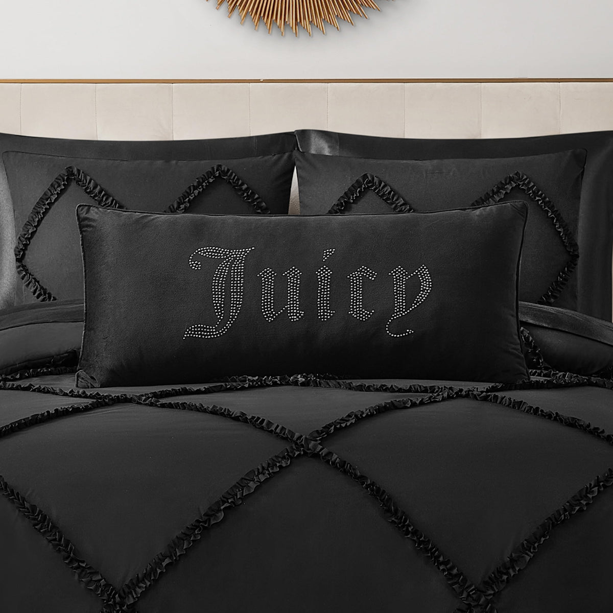 Juicy Couture Silver Rhinestone Decorative Pillow - Premium Throw Pillow - Living Room And Bedroom D  Cor - Hannah 16' X 36',