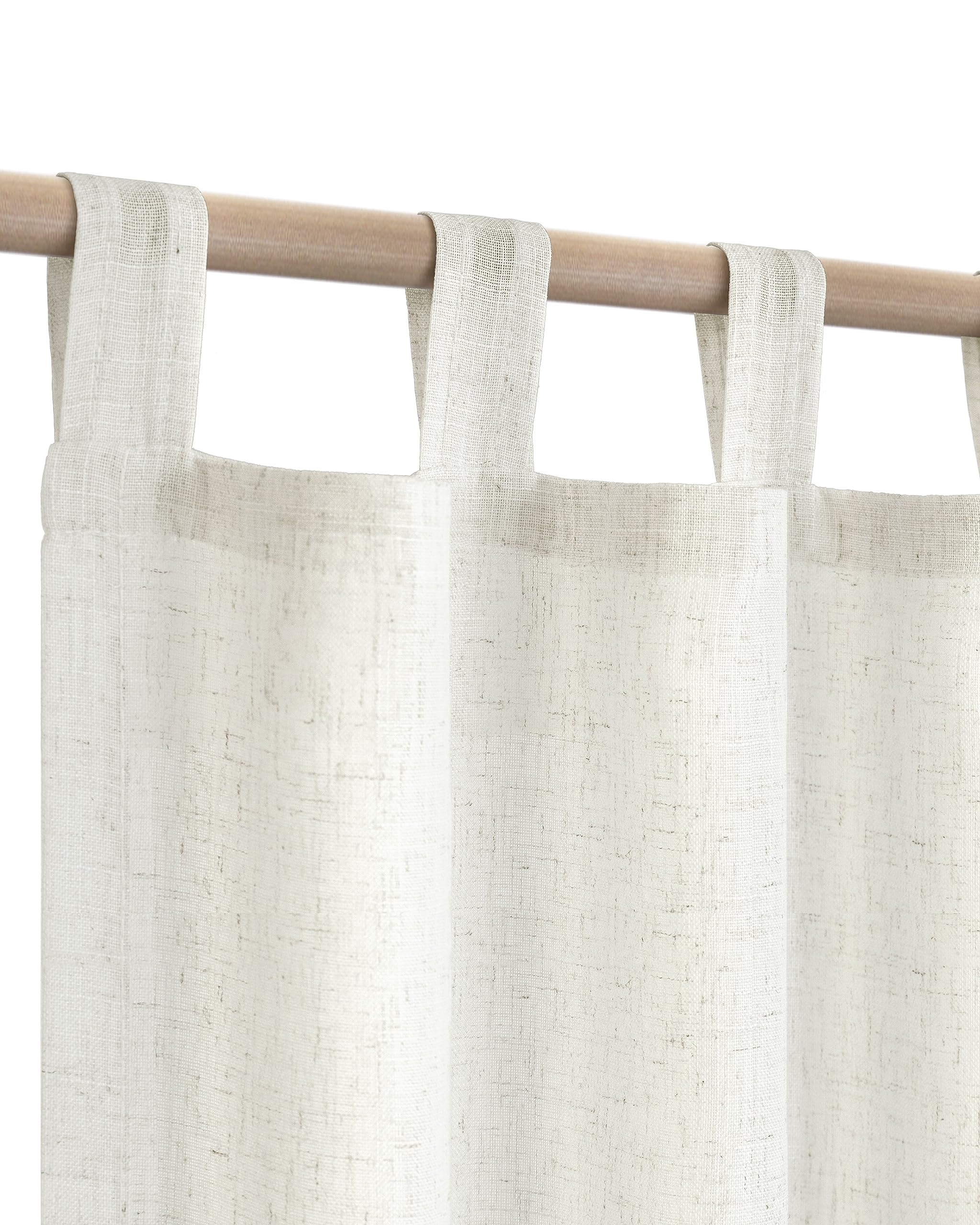 KOUFALL Short Curtains for Bathroom Window,Boho Linen Cafe Sheer Small Window Curtains for Bedroom,Cream Ivory Off White