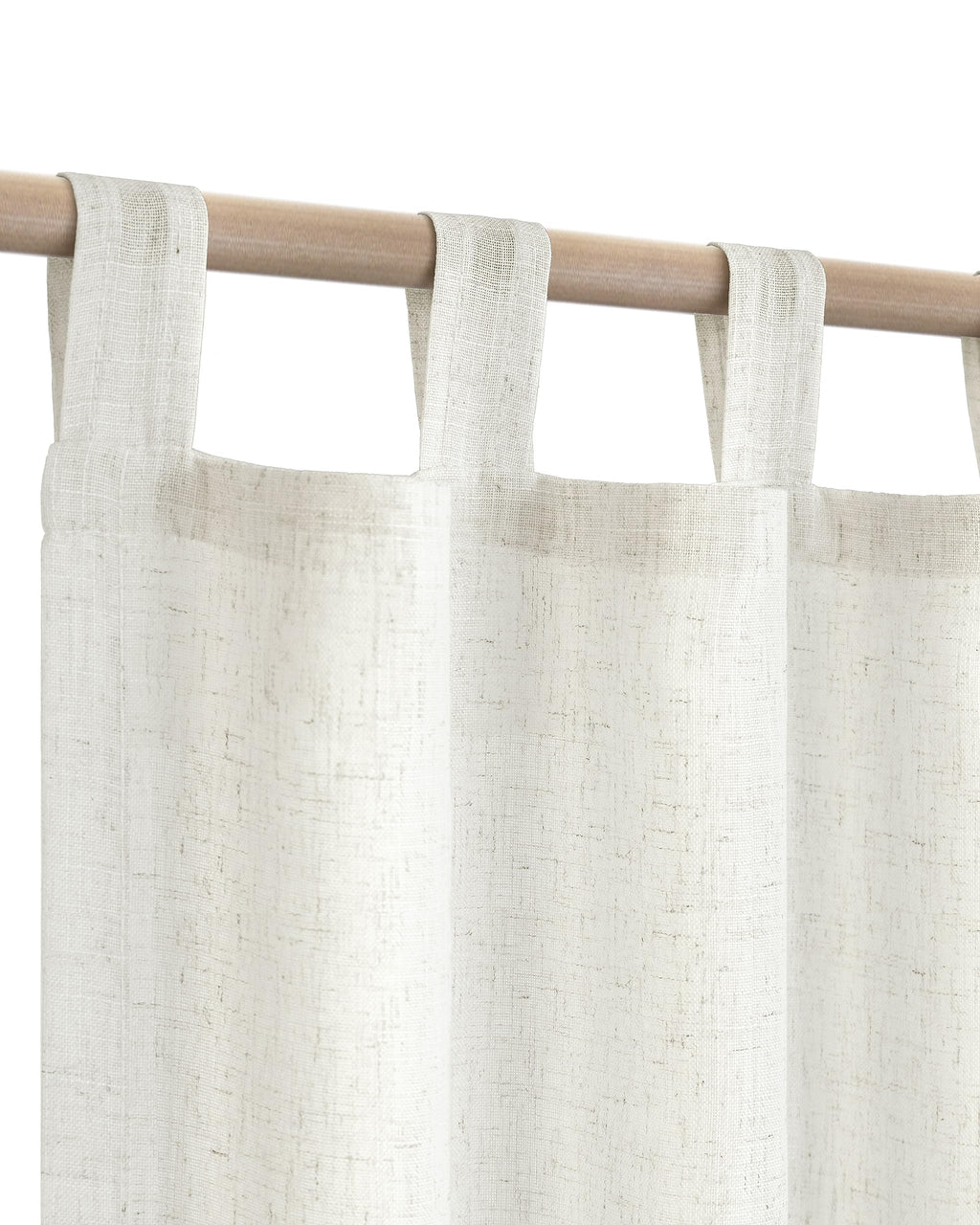 Koufall 102 Inches Long Curtains,Sheer Linen Semi Light Filtering Boho Style Country Farmhouse Custom Curtains With Design,Cream Ivory Off White
