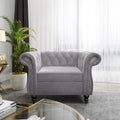 Chesterfield Chair, Modern Velvet Tufted Accent Sofa Couch Chair With Scroll Arms And Nailhead For Living Room, Bedroom, Office,