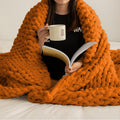 Atmosurely Ultra Soft Cream White Chunky Knit Throw Blanket Cozy Fluffy Chenille Yarn Handmade Cable Knit Crochet Blanket For Be