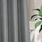 Mitovilla Grey Waffle Small Stall Shower Curtain 36 X 74, No Hooks Required Half Size Narrow Fabric Shower Curtain Set With Snap
