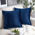 Phantoscope Pack Of 2 Velvet Decorative Throw Decorative Pillow Cover Soft Solid Square Cushion Case For Couch Navy Blue 24 X 24