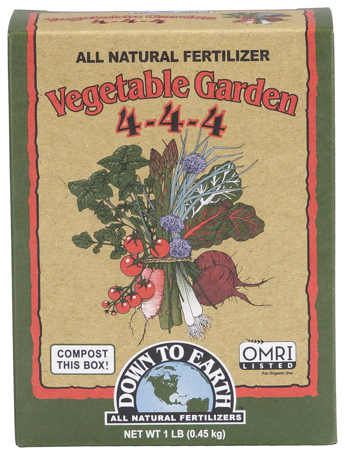 Down To Earth Organic Vegetable Garden Fertilizer 4-4-4, 1Lb