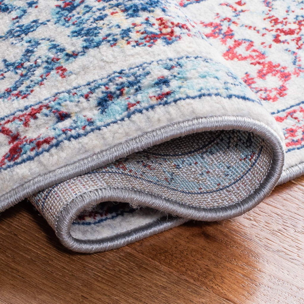 Safavieh Brentwood Collection Runner Rug - 2' X 12', Ivory & Blue, Medallion Distressed Design, Non-Shedding & Easy Care, Ideal