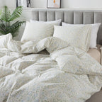 Honeilife Floral Duvet Cover Queen - 100% Cotton Comforter Cover, Soft & Breathable Bedding Duvet Cover Sets With Zipper Closure
