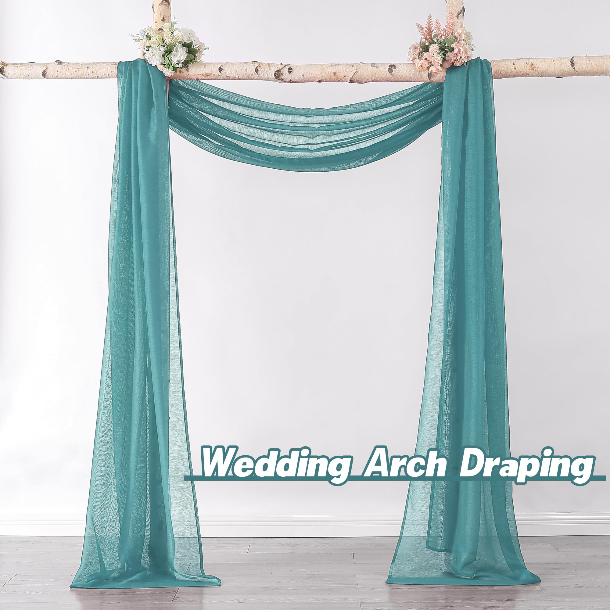 Donren Teal Window Scarf For Outdoor Decoration - Add Luxury Beautiful Elegant Effect To Curtain Panels (1 Panel, 52 X 216 Inche