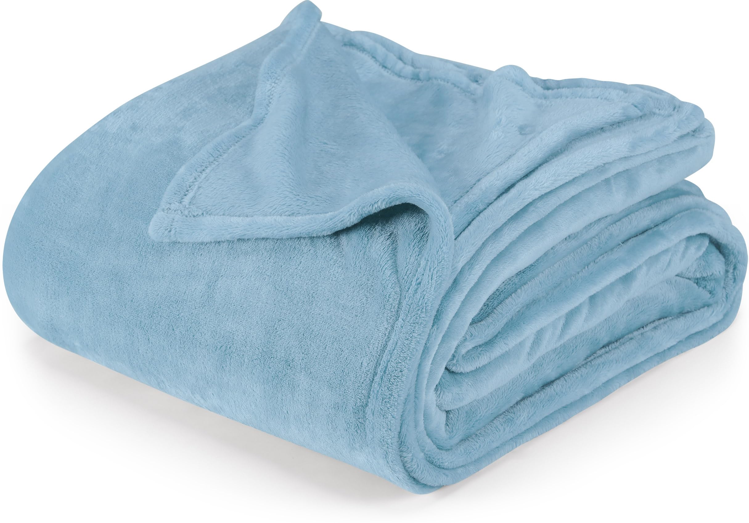 Utopia Bedding Washed Blue Fleece Blanket Twin Size Lightweight Fuzzy Soft Anti-Static Microfiber Bed Blanket (90X66 Inch)